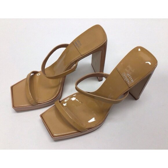 JEFFREY CAMPBELL Hustler Nude Patent Leather Platform Strap Heel Sandals Size 10 - Picture 1 of 14